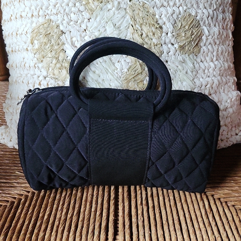 Vera Bradley quilted barrel handbag, black